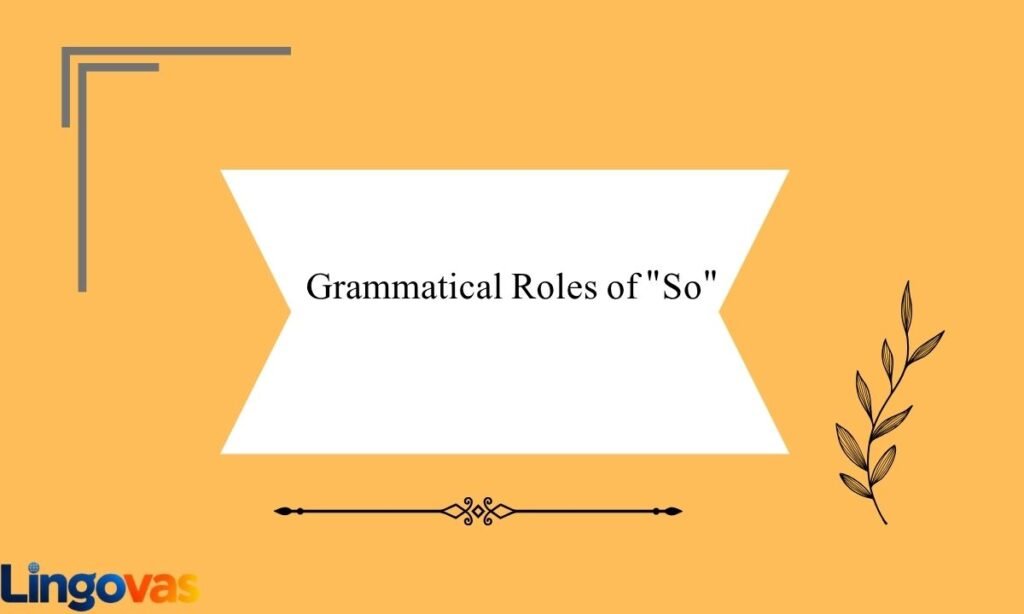 Grammatical Roles of So
